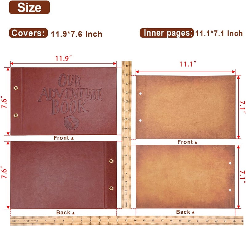 Tpudn Our Adventure Book Scrapbook Photo Album,3D Embossed Words Leather Memory Book with 80 Pages for Couples Gifts,Anniversary Wedding,Valentine's Day - Image 2